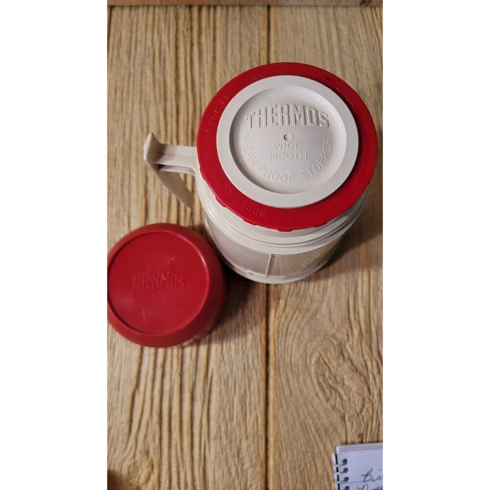 Vintage THERMOS Brand RED 10 Oz. Wide Mouth w/Handle King-Seeley Made in USA